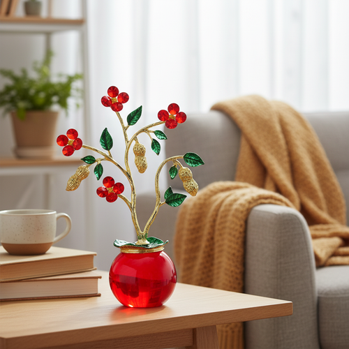 Artisan Crystal Flower & Peanut Tree Showpiece