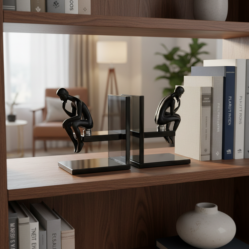 The Thinker Smoked Glass Bookends