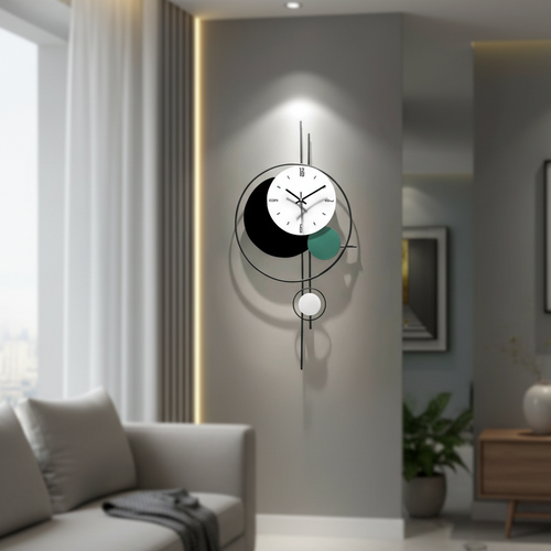 Minimalist Geometric Pendulum Wall Clock