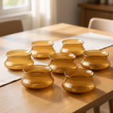 Amber Fluted Glass Serving Bowls – Set of 6