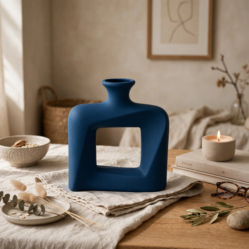 Elegant Hollow Geometric Ceramic Vase