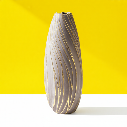Elegant Swirl Textured Ceramic Vase
