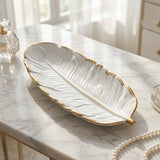 Elegant Quill White Feather Tray Set of 3