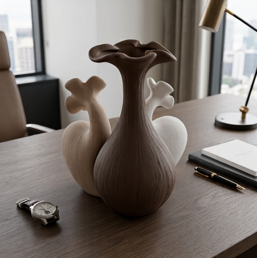 Minimalist Textured Bird & Blossom Vases Set of 3