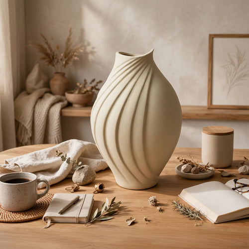 Modern Swirl Cut Ceramic Vase