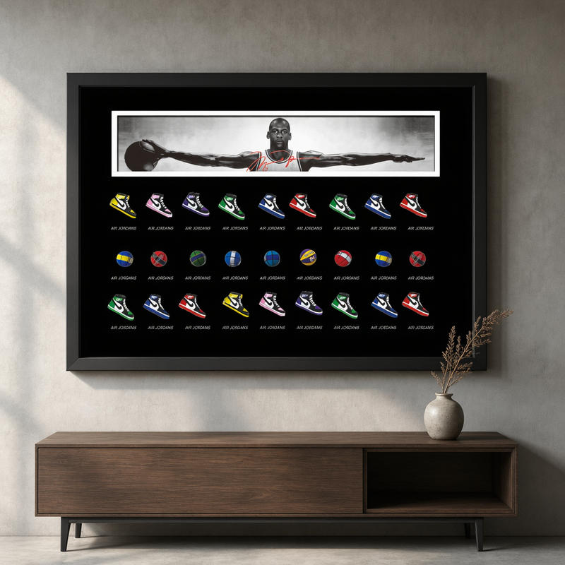 Vintage Basketball Legend & Sneaker Collection Wall Decor