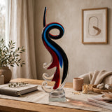 Elegant Glass Color Ribbon Wave Sculpture