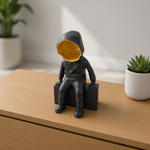 Minimalist Silent Watcher Hooded Man Statue