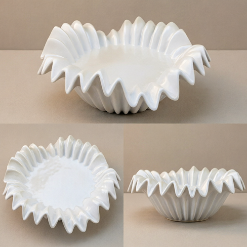 Modern White Pleated Wave Centerpiece