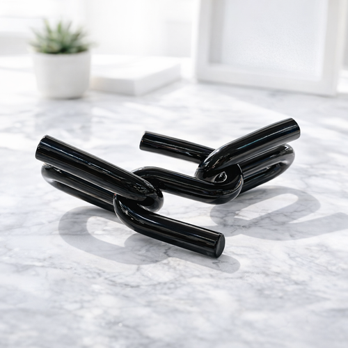 Modern Black Abstract Knot Sculpture