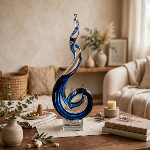 Elegant Glass Cresting Wave Sculpture