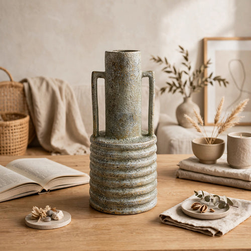 Rustic Textured Bottle Neck Vase