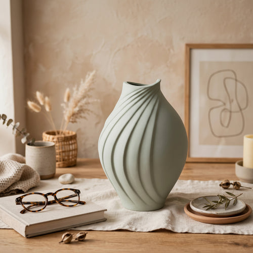 Modern Swirl Cut Ceramic Vase
