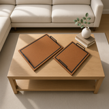Modern Woven Textured Serving Tray Set of 2