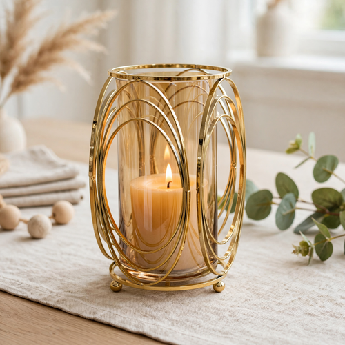 Luxury Geometric Metal Circle Candle Holder