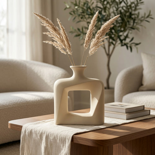Elegant Hollow Geometric Ceramic Vase