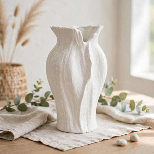 Modern Textured White Lily Vase