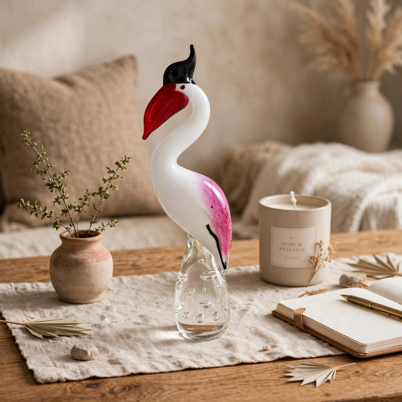 Elegant Style Glass Exotic Bird Figurine