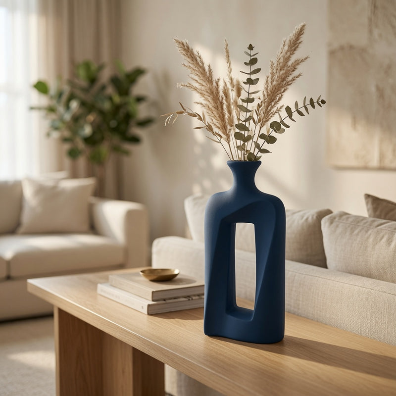 Elegant Eclipse Hollow Ceramic Vase