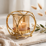 Modern Gold Small Ring Pillar Candle Holder