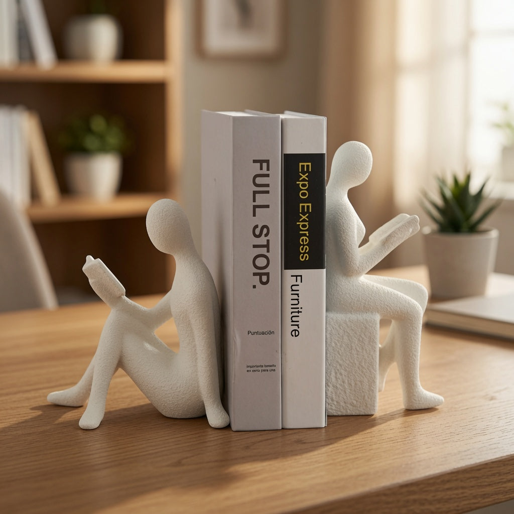 Elegant Sculptural Thinker Ceramic Bookends