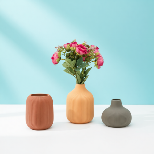 Minimalist Multicolor Ceramic Vase Set of 3