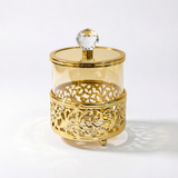 Ornate Gold & Amber Glass Candle Holder
