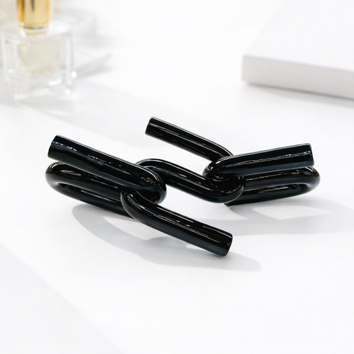 Modern Black Abstract Knot Sculpture