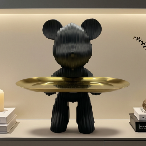 Elegant Slatted Bear Sculptural Valet Tray