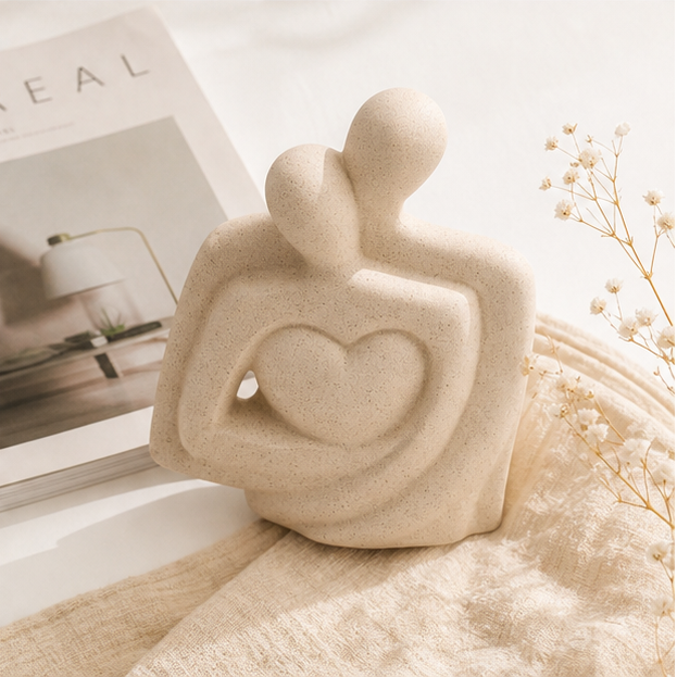 Elegant Couple Embrace Abstract Sculpture
