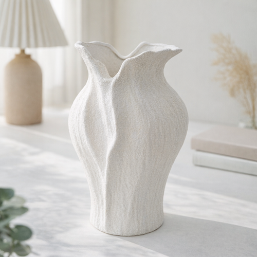 Modern Textured White Lily Vase