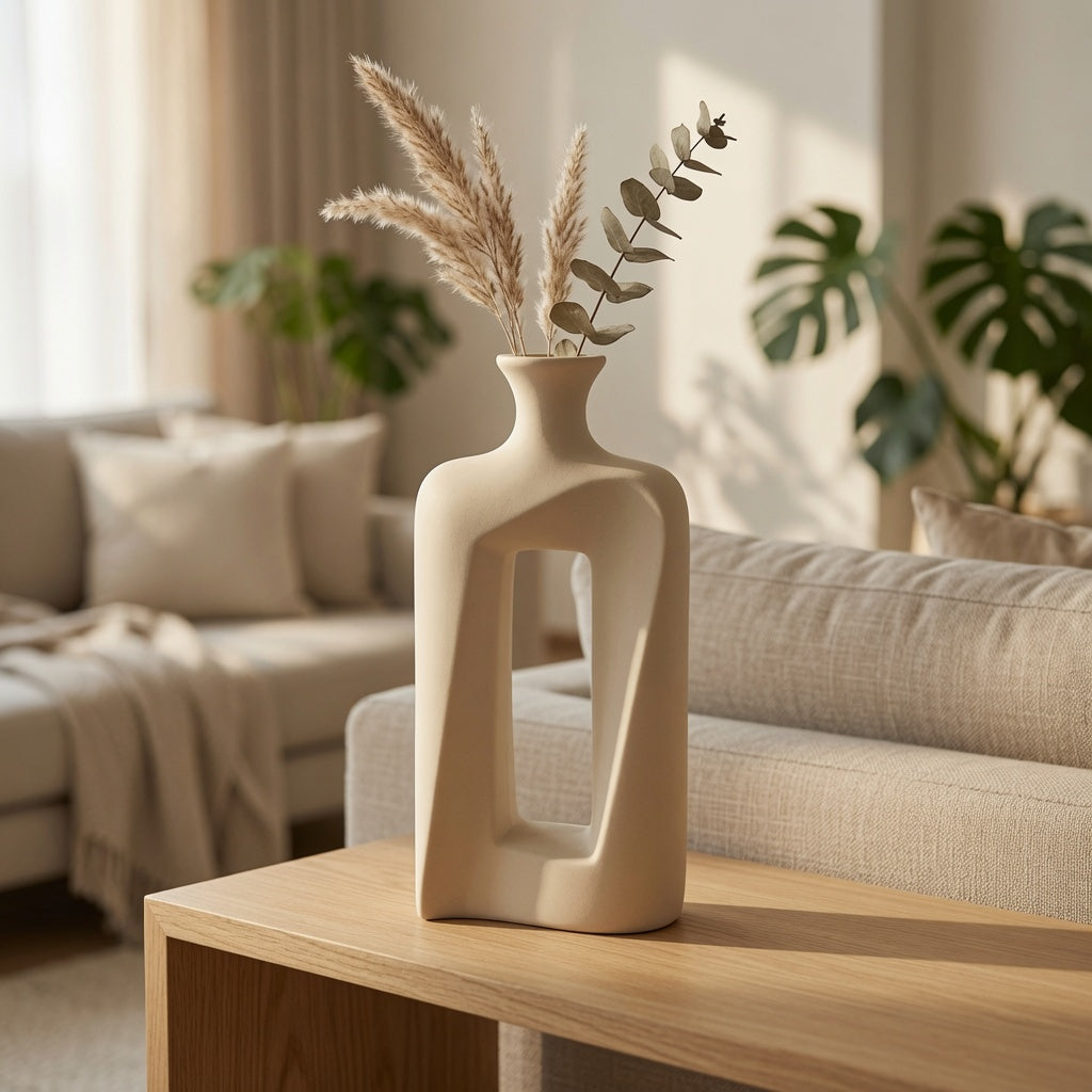 Elegant Eclipse Hollow Ceramic Vase