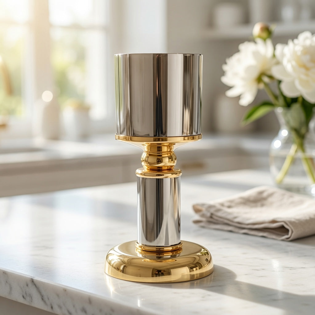 Elegant Dual Tone Metallic Pillar Candle Stand