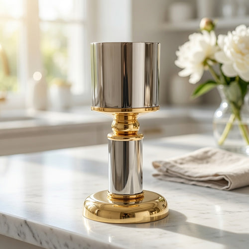 Elegant Dual Tone Metallic Pillar Candle Stand