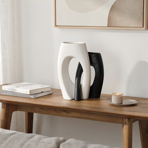Duality Black & White Sculptural Vase Set of 2