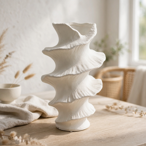 Elegant Swirl Edge Textured Vase