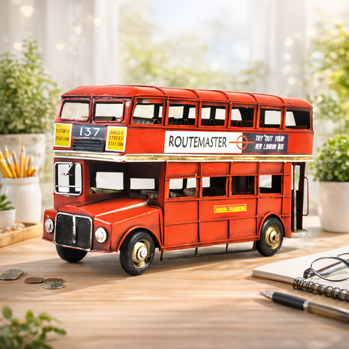 Vintage Metal Double Decker Bus Showpiece