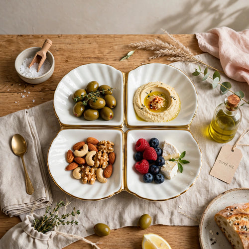 Elegant Gold Petal Divided Serving Tray