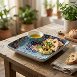 Elegant Blue Mandala Chip and Dip Serving Tray 7.25 Inch