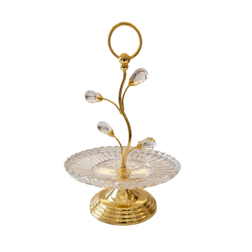 Elegant Crystal Leaf Single Tier Serving Tray