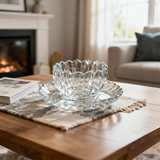 Versatile Textured Glass Bowls with Tray Set