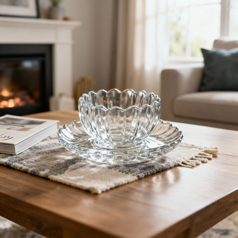 Versatile Textured Glass Bowls with Tray Set