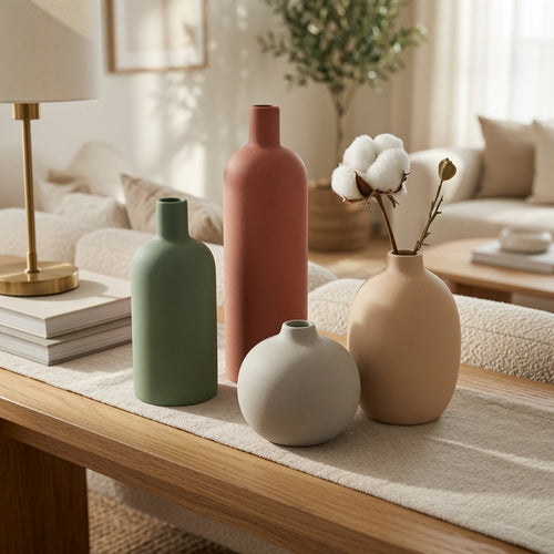 Elegant Matte Earth Tone Vase Set of 4