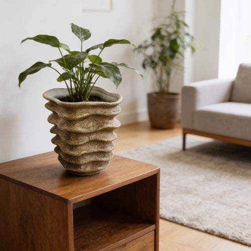 Matrix Textured Amber & Gold Geometric Vase