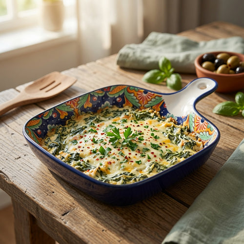 Elegant Dark Blue Baking Dish with Handle 9 Inch