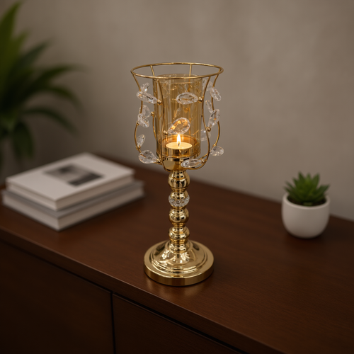 Luxury Gold Crystal Goblet Candle Stand
