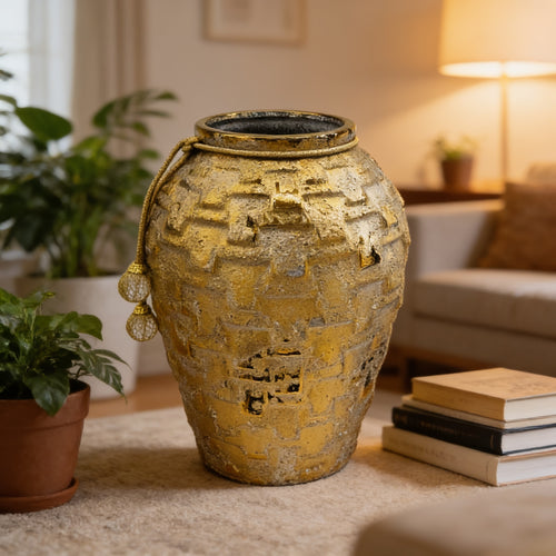 Vintage Imperial Gold Textured Urn Vase