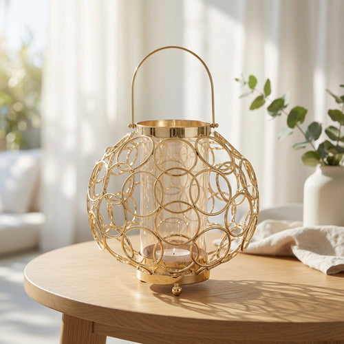 Elegant Geometric Gold Mesh Lantern