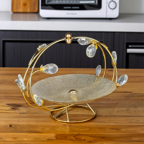 Elegant Crystal Gold Serving Platter