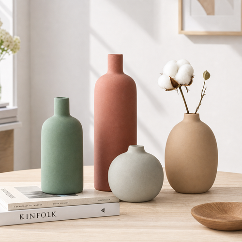 Elegant Matte Earth Tone Vase Set of 4